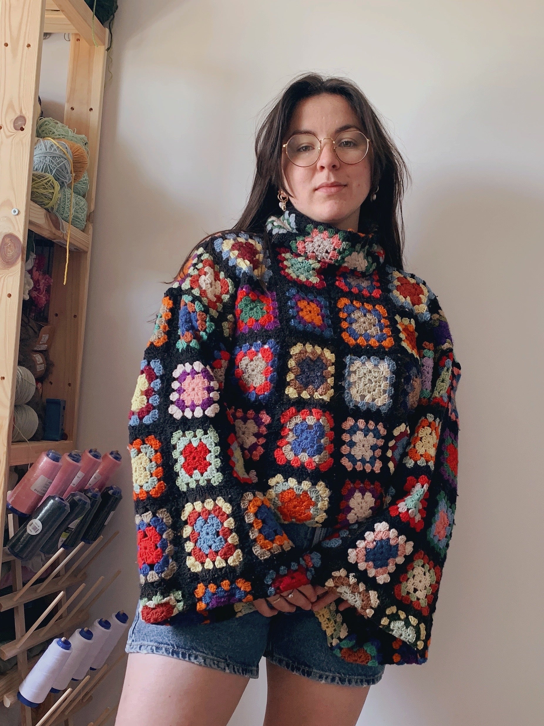 Granny square hoodie sale