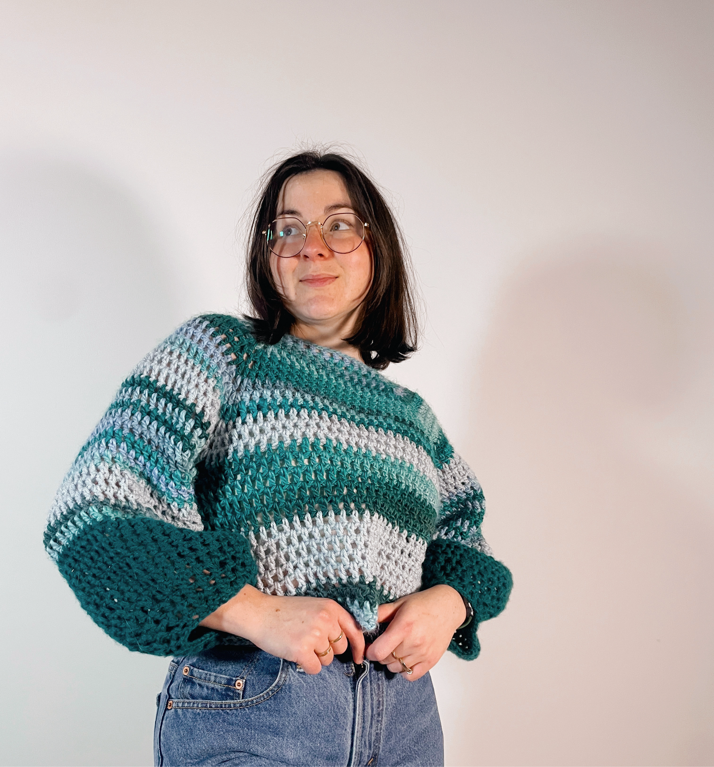 Hand crocheted sweater - Thrifted Yarn