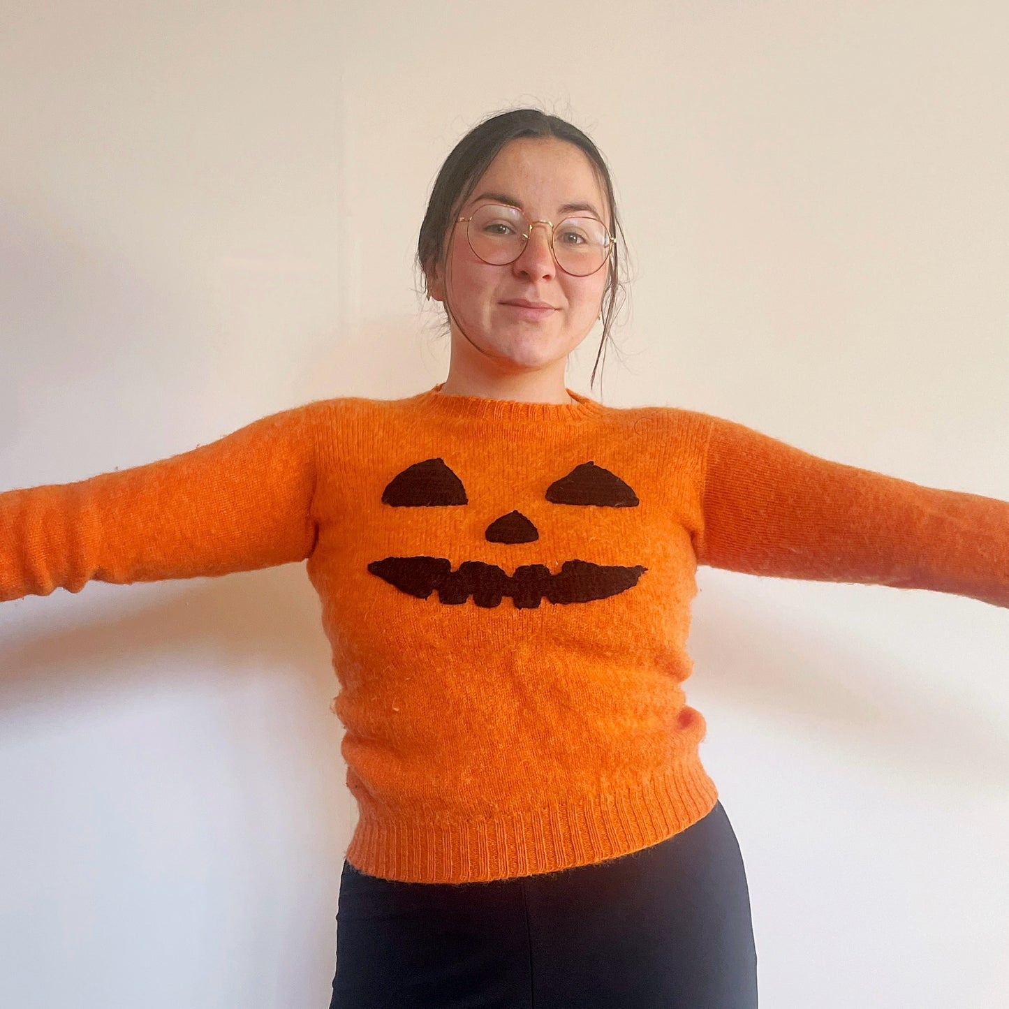 Pumpkin Upcycled Sweater Crocheted