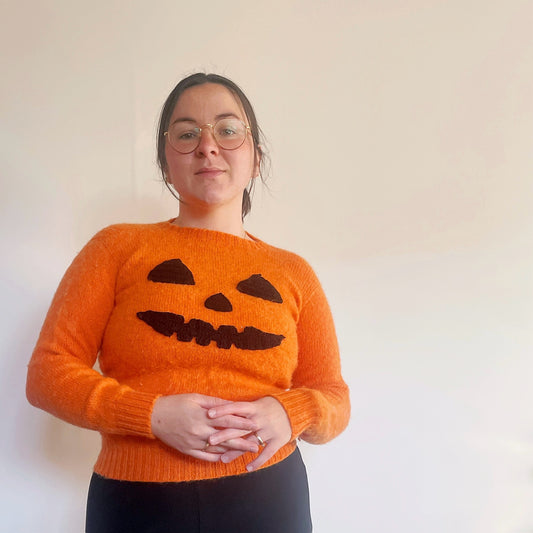 Pumpkin Upcycled Sweater Crocheted