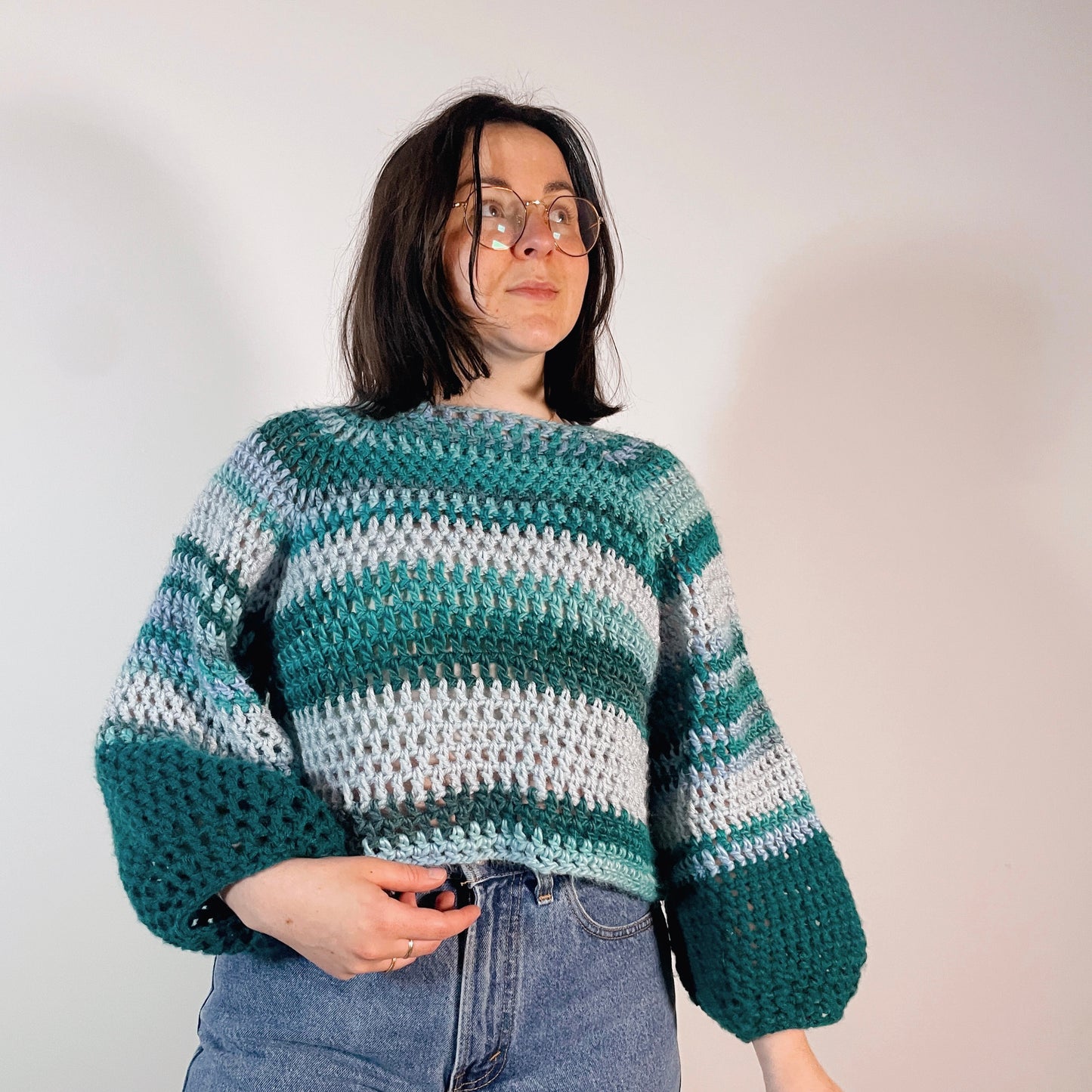 Hand crocheted sweater - Thrifted Yarn